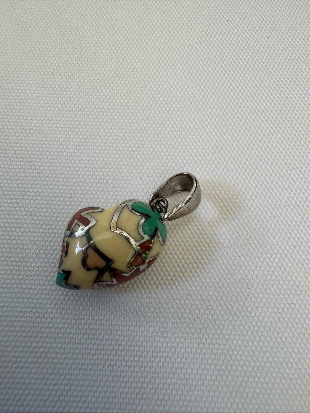 Alan K Millefiori Heart Pendant with Color Accents in Silver 925